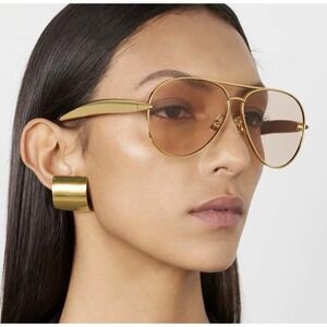 Retro‎ Double Bridge Aviator Gold Metal Sunglasses Brown Lens Women NEW